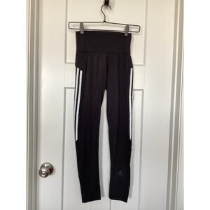 Adidas Women's Three-Stripes Pull-On Leggings Workout Athletic Black White SZ XS